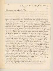 4 vues  - Ostervald, Jean-Frédéric. Lettre autographe signée avec cachet à Louis Tronchin.- Neuchâtel, 27 février 1704 (ouvre la visionneuse)