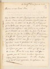 4 vues  - Ostervald, Jean-Frédéric. Lettre autographe signée à Louis Tronchin.- Neuchâtel, 22 janvier 1705 (ouvre la visionneuse)