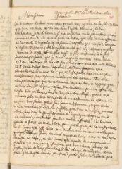 4 vues  - Copie, de la main de Louis Tronchin, d\'une lettre de [Pierre Le Brodeur, sieur de] Desmarestz à Laurent de Chauvigny, résident de France.- sans date (ouvre la visionneuse)