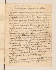 4 vues Perret, [Vincent?], beau-frère d'Antoine Tronchin. Lettre non signée, avec trou du cachet, à Antoine Tronchin.- Corsier, 18 avril 1700