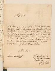 4 vues Diesbach, S. Lettre autographe signée à Antoine Tronchin .- Genève, 18 [août?] 1721
