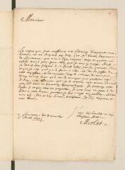 4 vues Merlat, Elie. Lettre autographe signée avec cachet à Jacques Ingrand.- Lausanne, 5 avril 1691