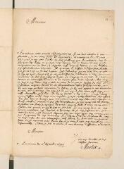 4 vues Merlat, Elie. Lettre autographe signée avec cachet à Jacques Ingrand.- Lausanne, 10 septembre 1699