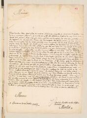 4 vues Merlat, Elie. Lettre autographe signée avec cachet à Jacques Ingrand.- Lausanne, 15 octobre 1705