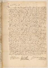 4 vues  - Déclaration des députés des Eglises réformées assemblés à Mantes, signée Hesnard, Berauld, Chalmot etc, en faveur du maintien de l\'union entre toutes les Eglises.- Mantes, 9 décembre 1593 (ouvre la visionneuse)