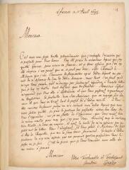 4 vues  - Gernler. Lettre autographe signée à Jean-Alphonse Turrettini. - Furnes, 5 avril 1690 (ouvre la visionneuse)
