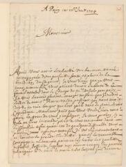 4 vues  - Nicot. Lettre autographe signée à Jean-Alphonse Turrettini. - Puicy, 10 janvier 1704 (ouvre la visionneuse)