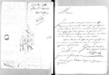 6 vues  - Nouffer, [Abraham] (imprimeur-libraire). 2 lettres autographes signées à Jacob Vernes. - Genève, 2 et 8 juillet 1783 (ouvre la visionneuse)