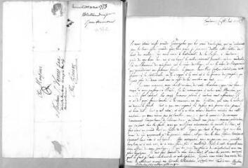 3 vues  - Reybaz, [Etienne Salomon]. Lettre autographe signée à Jacob Vernes. - Constance, 16 juin 1775 (ouvre la visionneuse)