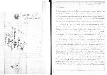 6 vues  - Durand, J. B. (teneur de livres). 2 lettres autographes signées à Jacob Vernes. - Genève, 13-19 janvier 1787 (ouvre la visionneuse)