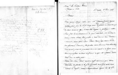 3 vues Senn, Bidermann et Compagnie. Lettre signée à Jacob Vernes. - Bruxelles, 1er juin 1787 (de la main de Jaques Odier. Sur le second feuillet, lettre de Jaq[ues] Ant[oine] Odier)