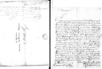3 vues  - Rosselet. Lettre autographe signée à Jacob Vernes. - Berne, 17 septembre 1787 (ouvre la visionneuse)