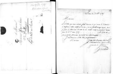 3 vues  - Grany [?]. Lettre signée pour MM Grany [?] Gautier à Jacob Vernes. - Paris, 31 octobre 1787 (ouvre la visionneuse)