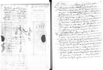 2 vues  - [Moultou, Paul]. 6 lignes autographes ajoutées à une lettre de Rabaud à Jacob Vernes. - Marseille, 15 avril 1785 (ouvre la visionneuse)