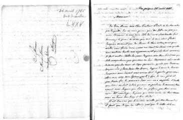 3 vues  - Melly, Henry. Lettre autographe signée à Jacob Vernes. - Paquis, 28 avril 1785 (ouvre la visionneuse)