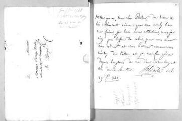 3 vues  - Silvestre (colonel). Lettre autographe signée à Jacob Vernes. - Sans lieu, 29 février 1788 (ouvre la visionneuse)