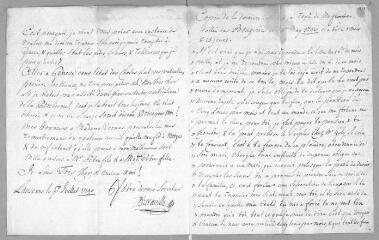 2 vues  - Naville, [Madame Daniel, née Aimée Naville] (1791-1800). Copie d\'une lettre à son mari. - Bougeries, 13 mai 1790 (ouvre la visionneuse)