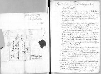 3 vues  - Naville, Daniel (1727-1798). Copie autographe d\'une lettre au M[agnifique] C[onseil de Genève]. - Sans lieu, 19 septembre 1790 (ouvre la visionneuse)