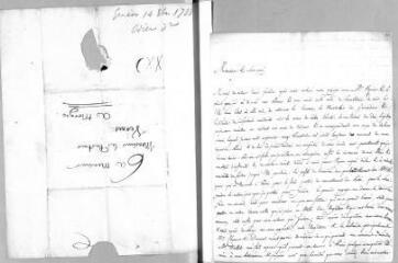 3 vues  - Bordier, A[ndré] C[ésar]. Lettre autographe signée à Jacob Vernes. - Plainpalais, 12 novembre 1788 (ouvre la visionneuse)