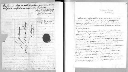 6 vues  - [Palissot de Montenoy, Charles]. 2 lettres autographes signées à Jacob Vernes. - Paris, 2 avril 1789 - 9 juillet [1762-1764 ou 1790 ?] (ouvre la visionneuse)