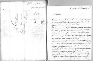 3 vues  - Odier [-Chevrier], J[aques] (1746-1827). Lettre autographe signée à Jacob Vernes. - Bruxelles, 16 janvier 1788 (ouvre la visionneuse)