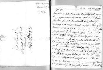 3 vues Moultou. Lettre autographe signée à Jacob Vernes. - Sans lieu, 20 juillet 1789