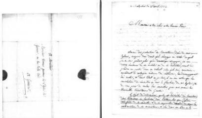 3 vues Bétrine (pasteur ?). Lettre autographe signée à Jacob Vernes. - Montpellier, 2 avril 1772