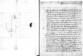 3 vues  - François de Neufchâteau (comte Nicolas). Lettre autographe signée à Jacob Vernes. - Bordeaux, 1er septembre 1777 (ouvre la visionneuse)