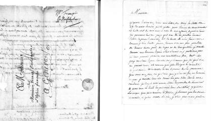3 vues  - Verneuille, de. Lettre autographe signée à Jacob Vernes. - Havre de Grace, 24 octobre 1777 (ouvre la visionneuse)