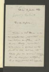 28 vues  - Lacaze-Duthiers, F[élix].-H[enri] de. 8 lettres autographes signées à [Carl Vogt]. - Lille, Paris, 16 juin 1863 - 8 mars 1881 (ouvre la visionneuse)