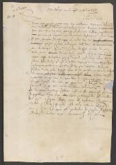 2 vues  - Copie d\'une lettre non signée au roi [Henri de Navarre?].- Adelincourt [Alincourt], 5 septembre 1587 (ouvre la visionneuse)