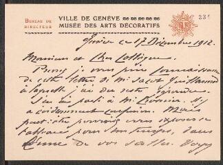 14 vues  - Hantz, Georges. 4 lettres et cartes autographes signées à Daniel Baud-Bovy. - Genève, 17 décembre 1912-8 septembre 1919 (ouvre la visionneuse)