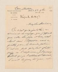 4 vues  - Rabaud, Camille. Lettre autographe signée à \'Mon cher Monsieur\'.- Montredon (Tarn), 13 novembre 1893 (ouvre la visionneuse)