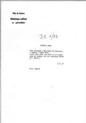 3 vues  - Aicard, Jean. Vers adressés à Mme Adèle de Saussure. - Genève, 7 mars 1879. (Avec deux mots, une date et sa signature au crayon, sur une enveloppe datée du 7 avril). 1 f. in-quarto (ouvre la visionneuse)