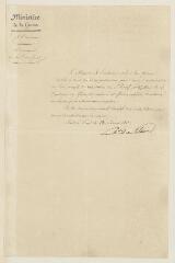 2 vues  - Acceptation de la démission du capitaine Dufour, Paris, 13 février 1817, sur papier à en-tête du Ministère de la Guerre (ouvre la visionneuse)