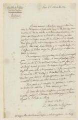 3 vues  - Ordre de partir pour Corfou, signé par le Ministre de la guerre, le Duc de Feltre, adressé à M. Dufour, élève sous-lieutenant du génie, à l\'Ecole d\'application à Metz. Paris, 8 novembre 1810 (ouvre la visionneuse)