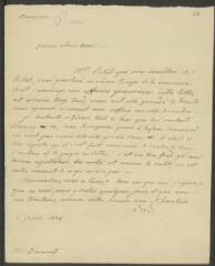 2 vues  - Auteur non identifié. Lettre autographe signée à Etienne Dumont. - Sans lieu, 6 juin 1824 (ouvre la visionneuse)