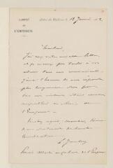 2 vues  - Joubert, L[ouis Alexandre], 1er attaché au Cabinet de l\'Empereur. 1 l.a.s. à [Henry Dunant]. - Palais des Tuileries, 12 janvier 1862 (ouvre la visionneuse)