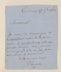 2 vues  - Lecomte, F[erdinan]d. [Lieutenant colonel]. 1 billet a.s. à [Henry Dunant]. - Lausanne, 17 novembre 1862 (ouvre la visionneuse)