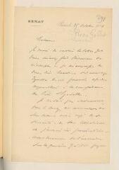 2 vues  - Goblet, René. 1 l.a.s. à Mme Hyacinthe Loyson.- Paris, 25 octobre 1891 (ouvre la visionneuse)