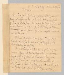 4 vues  - Huÿsmans, Joris-Karl. Lettre autographe signée à [Paul Verlaine]. - Paris, 15 septembre 1889 (ouvre la visionneuse)