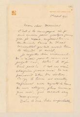 2 vues  - Vever, H[enri]. Lettre autographe signée à Charles Meunier. - Noyer, 1er avril 1921 (ouvre la visionneuse)