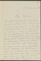 4 vues  - Bovy-Lisberg, Charles. Lettre autographe signée à François Diday. - Sans lieu, 3 novembre 1858 (ouvre la visionneuse)