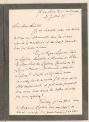 4 vues  - Bouguereau, Elisabeth, née Gardner. Lettre autographe signée à Jules Lefebvre. - Paris, 21 juillet 1908 (ouvre la visionneuse)