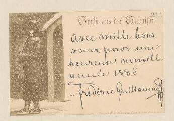 2 vues  - Frédéric 3, empereur d\'Allemagne. Carte postale autographe signée à Mademoiselle Bujard. - Sans lieu, [décembre] 1885 (ouvre la visionneuse)