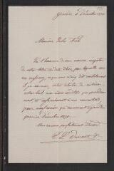 4 vues  - Dunant, Pierre-Louis. Lettre autographe signée. - Genève, 1er décembre 1875 (ouvre la visionneuse)