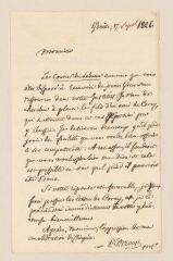 24 vues  - Prevost, Pierre. 6 lettres autographes signées au sujet de Léonidas Spagnolacchi à François-Marc-Louis Naville. - Genève, Pont-d\'Arve, 17 septembre 1826-16 mai 1827. (Avec adresses) (ouvre la visionneuse)