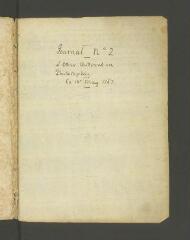 84 vues  - \'Journal No 2 de L[ouis] Odier, étudiant en philosophie. Ce 18e may 1767\'.- 18 mai - 8 août 1767 (ouvre la visionneuse)