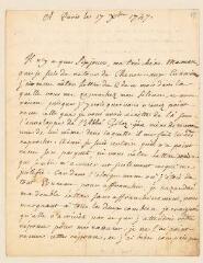 4 vues  - Rousseau, Jean-Jacques. Lettre autographe non signée à Madame de Warens.- 17 décembre 1747. (ouvre la visionneuse)