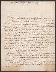 3 vues  - Rousseau, Jean-Jacques. Lettre autographe non signée à Madame de Warens.- 27 janvier 1749. (ouvre la visionneuse)